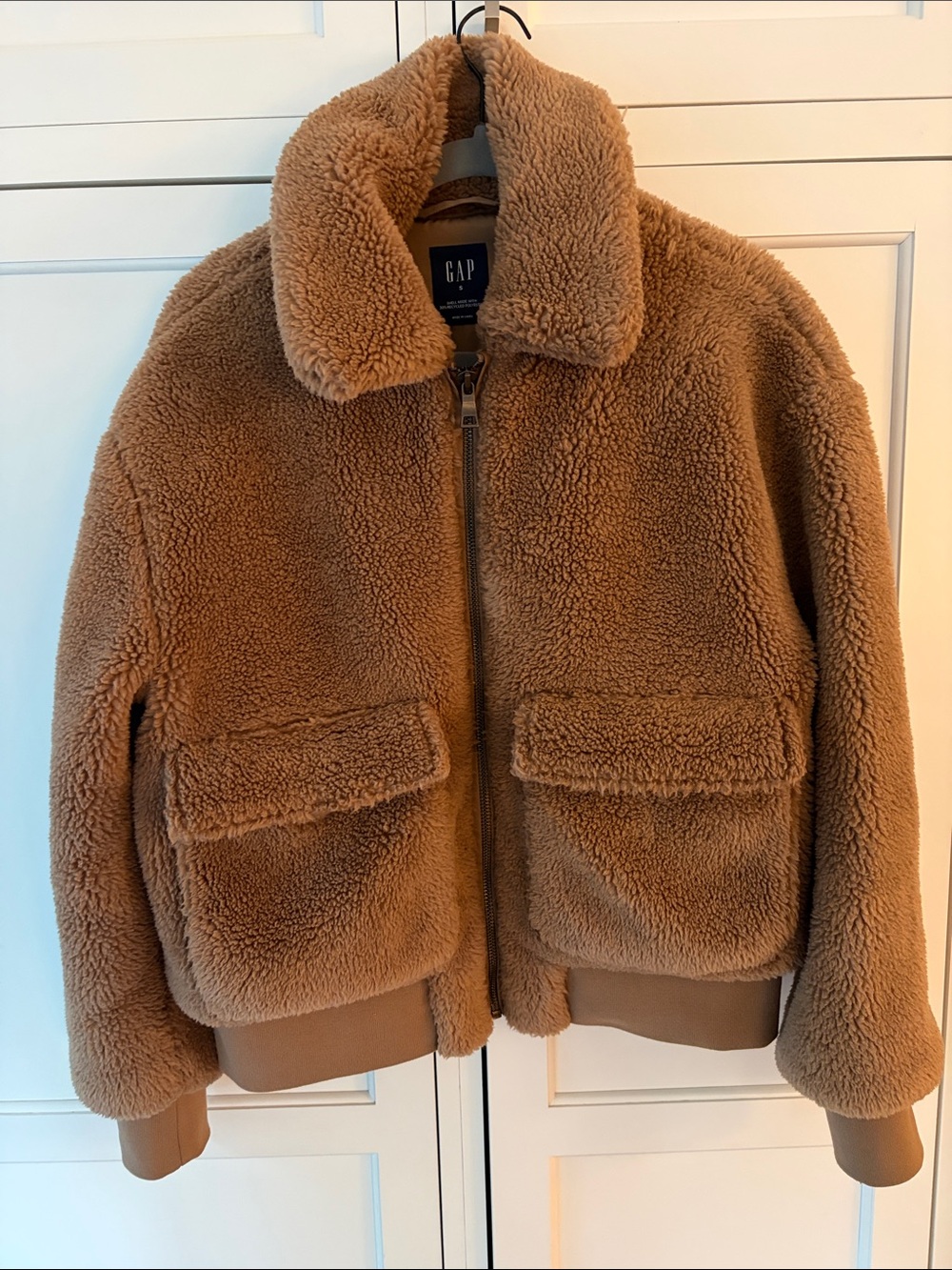 GAP Women Teddy Bomber Jacket in Brown